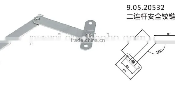 304SS Two Bar Safety Window Hinge/ Safety Window Stay PWS PUWEI Security Hinge for Aluminum Wooden PVC Window Friction Hinge photo-3