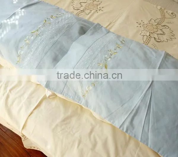 50*70CM Colorful Flowers and Stems Embroidered Hemstitched Whole Blue Color Pillowcovers photo-6