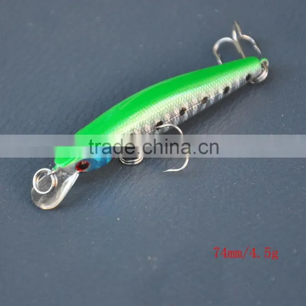 4Pcs 74mm/4.5g Minow Fishing Lure Hard Bait With Hooks Metal Ball Tackle photo-6