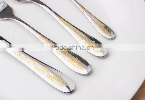 High Grade Gold Plated Stainless Steel Flatware Set Wholesale Gold Knife Fork Set KX-S148 photo-4