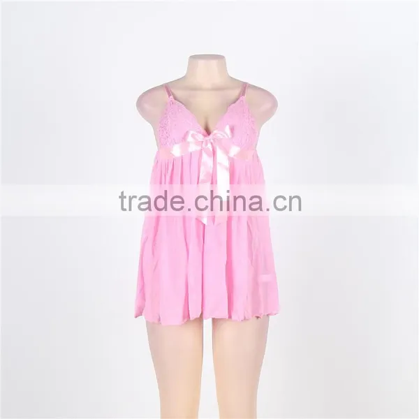 New Arrival Pink Color Sleeveless Open Girls Sexy Babydoll Women Sexy Lingerie photo-4