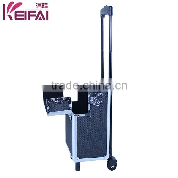 Customization Retractable Handle 4 Tiers Beauty Professional Makeup Case With Wheels photo-4
