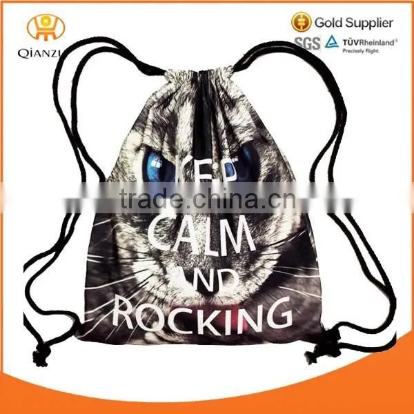 Foldable Tiger Zebra Girls 3D Printing Animal Draw String Canvas Back Pack Bag photo-3