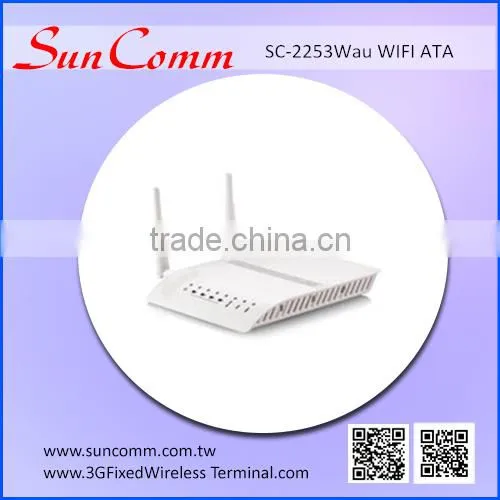 SunComm WIFI ATA SC-2253Wau With 2FXS, USB Port, WIFI AP, IEEE 802.11n, 2.4GHz