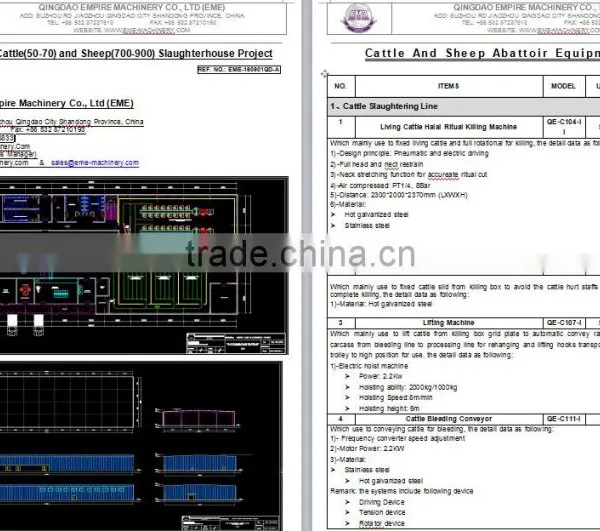 Hight Quality Second Hand Cattle and Sheep Slaughterhouse Project For Slaughter Line Equipment
