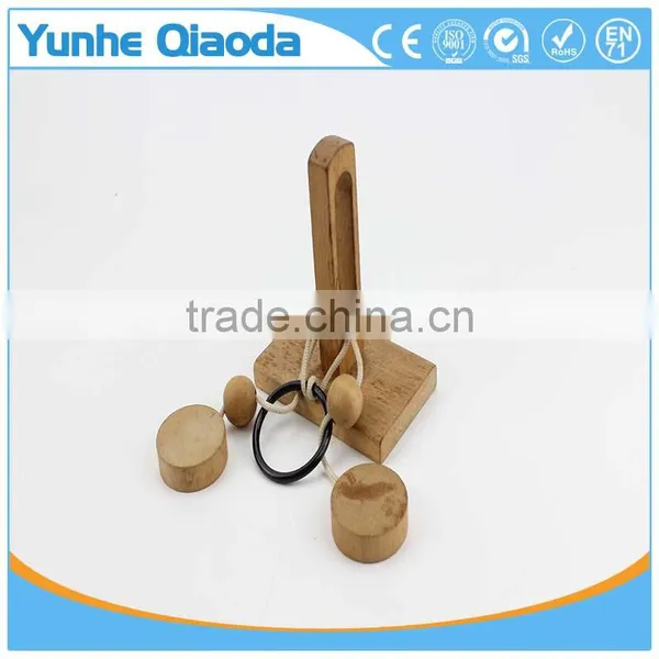 String Puzzle on Wood Base Classical Wooden Puzzle Set Solution Rope Central Brain Teaser for Adults Game photo-4