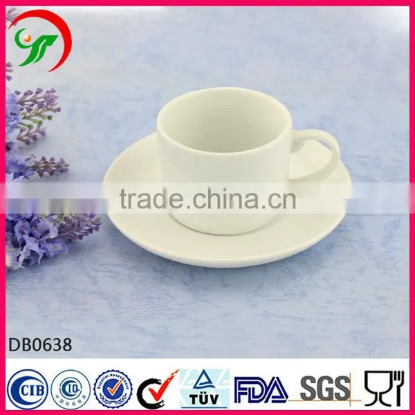 White Plain Coffee Mugs,porcelain Coffee Cup and Saucer