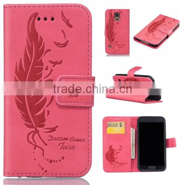 Embossed Leather Phone Case,PU Leather Phone Shell,flip Foldable Case for Samsung s5 photo-3