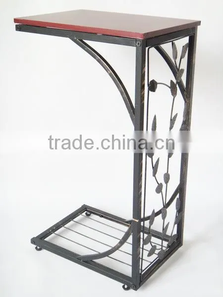Living Room Vine Leaf Design Metal Sofa Side End Table Accent TV Tray Coffee Table photo-4