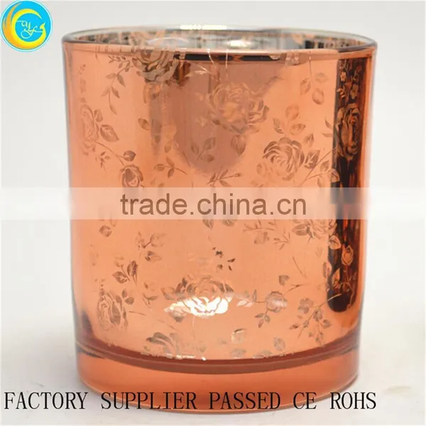 Black Laser Cut Rose Glass Candle Containers Candlestick photo-6