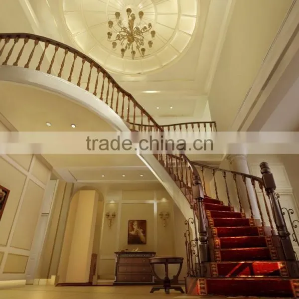 Luxury European Residential House Solid Wood Stairway Design for Classic Villa BF11-10313d photo-3