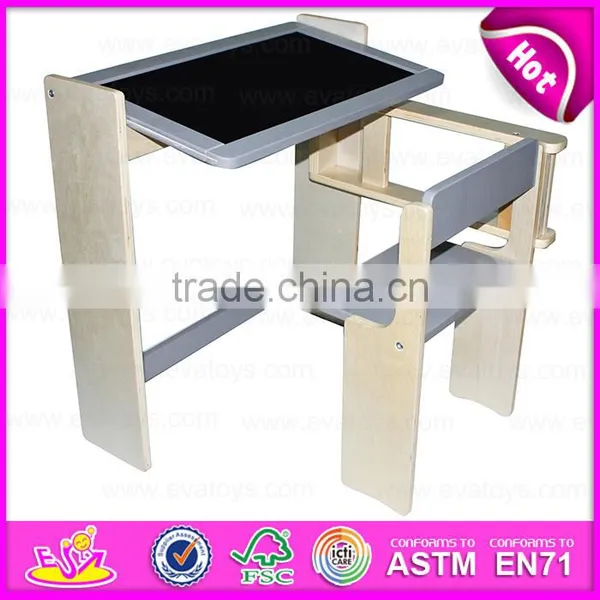 Hot Sell Multifunctional Wooden Table and Chair With Easel,Children Wooden Study Table Chair Set With Drawing Board W08G154B photo-2