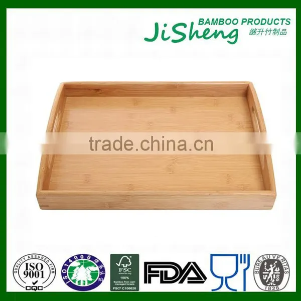 Novelty Custom Bamboo Serving Tray With Handle, Bamboo Food Serving Tray, Bamboo Breakfast Serving Tray photo-3
