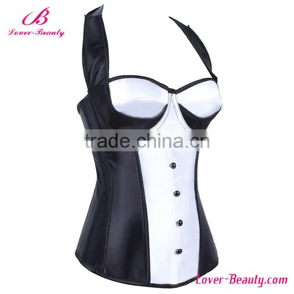 Charming White&Black Lace Up Sexy Body Shaper Corset Steampunk photo-2