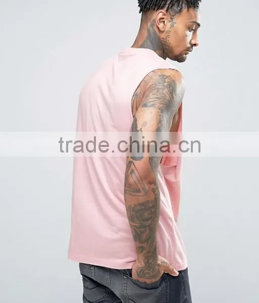 2017 High Quality Sleeveless Summer Custom Pink Gym Wear Comfortable 100% Organic Cotton Fashion Men's Sport Tank Tops photo-2