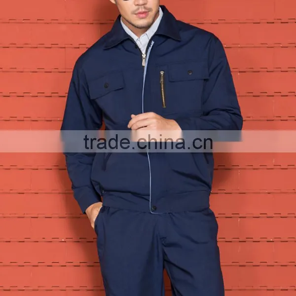 Unisex Navy Blue Cotton Twill With Zip Flap Buttons Work Jacket photo-2