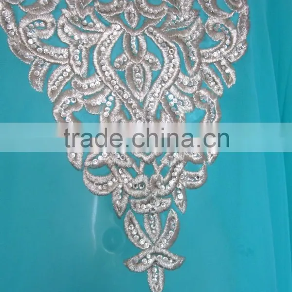 AQUA BLUE EMBROIDERED Georgette CAFTAN Kaftan Tunic Poncho Zip Cover up photo-4