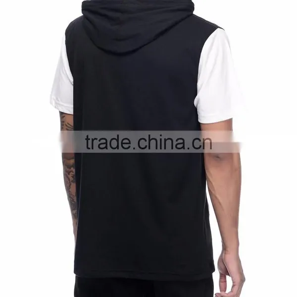 Custom High Quality Manufacturer 50% Cotton 50%polyester Mens Short Sleeve Hoodie photo-2