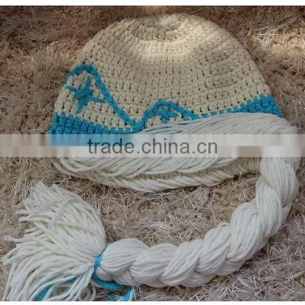 Snowflake Pattrrn Blue Cute Fashion Baby Crochet Hat photo-3