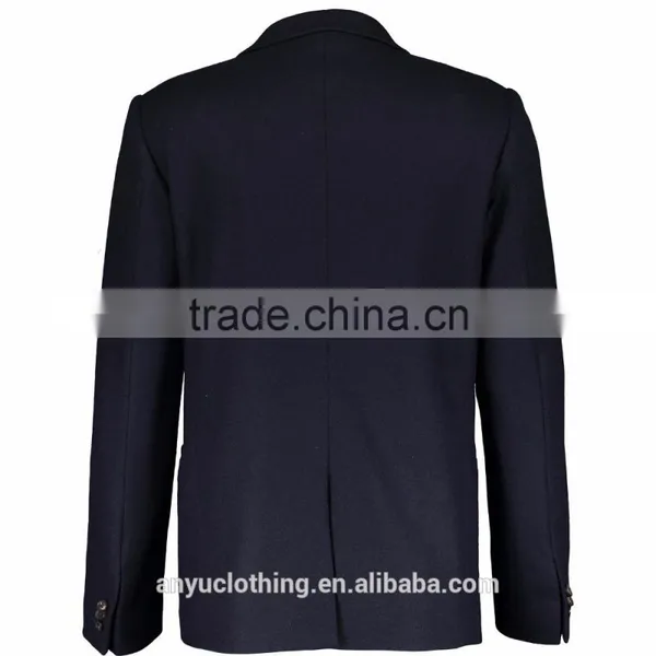 Latest Designer Classic Mens Navy Wool Blend Fitted Blazer Wholesale Price photo-2