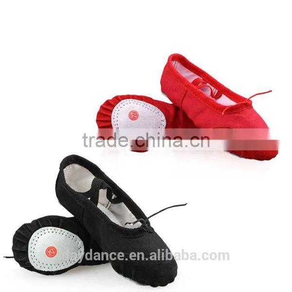 Wholesale High Quality Girls Ladies Women Suede Sole Dance Shoes Canvas Cotton Ballet Flat Black White Red Pink Beige photo-2