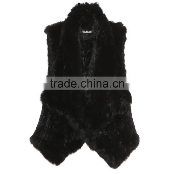 YR677 Hot Sale Women Winter Fur Vest Knitted/2015 Fur Vest Tongxiang photo-2