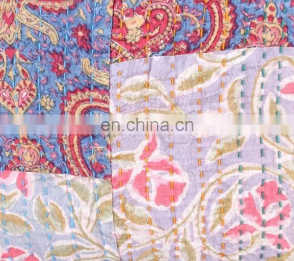 Vintage Kantha Multi Colour Throw Cushion Cover in Patchwork photo-2