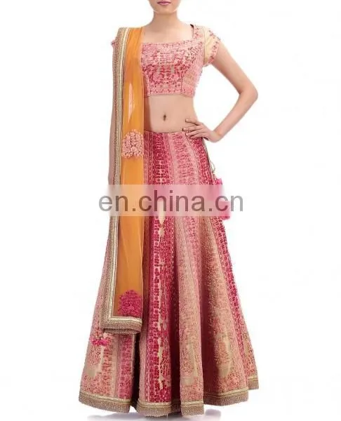 Ivory Lengha Gown With Floral Embroidery