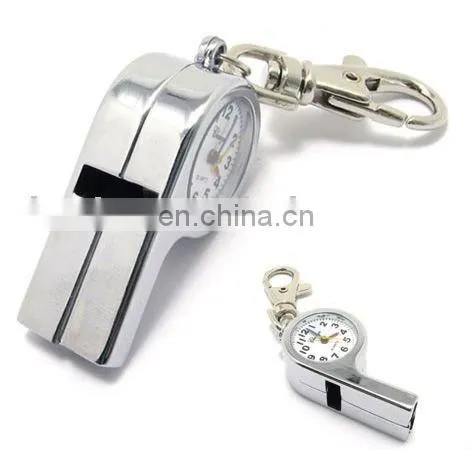 Whistle Pendant Metal Pocket Watch with Keychain