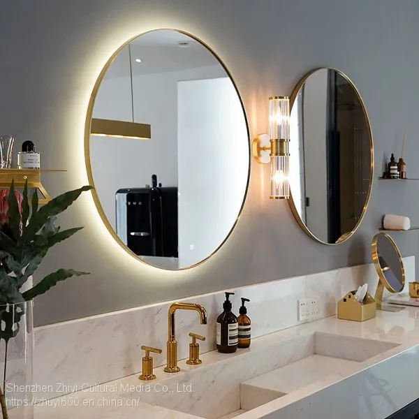 Nordic Brass Round Bathroom Mirror/anti-fog Round Mirror/hand-made 5mm High-definition Silver Mirror photo-4