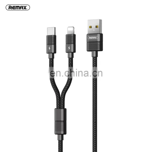 Remax 2.4A Cell Phone Accessories 2 In1 Data Cables, 1M TPE Zinc Alloy USB to Type C Lighnting photo-2
