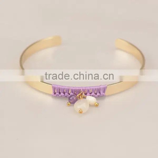 CWB662001 Online Jewelry Handmade Bracelets Fashion Expandable Stainless Steel Wire Bangle With Charm photo-3