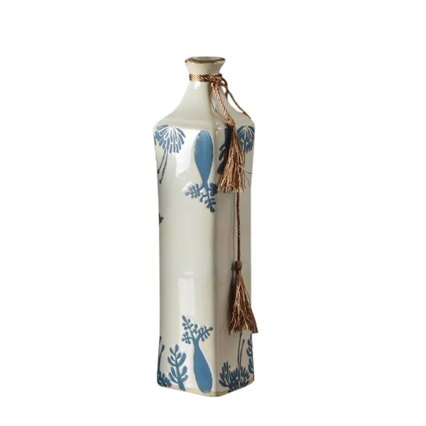 American Countryside Retro Style Hand Made Firm Squre Ceramic Vase For Study Decor photo-5