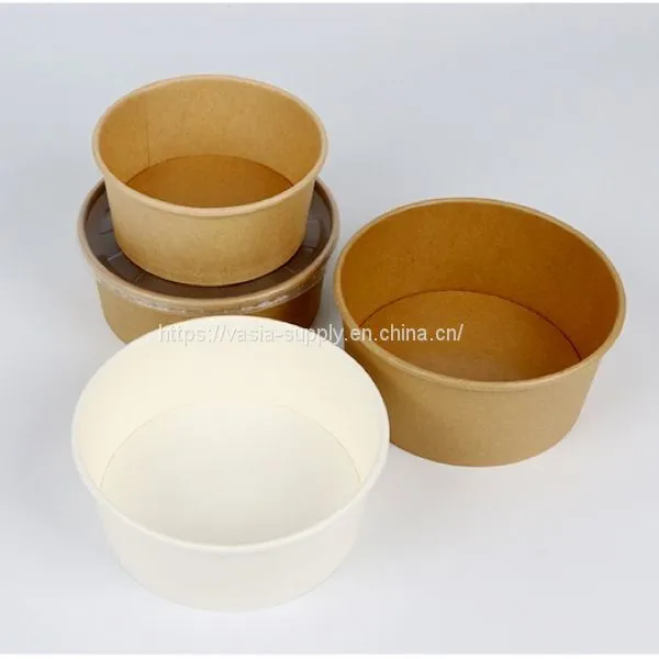Kraft Salad Bowl 750ml Microwavable Food Container Brown Kraft Paper Salad Bowls