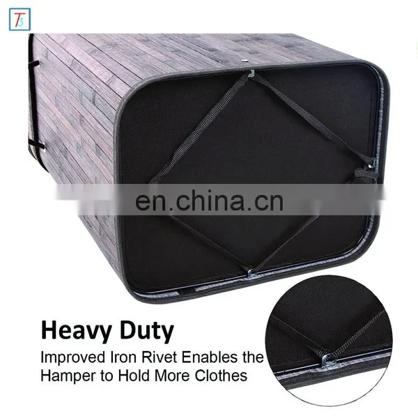 Bamboo Laundry Hamper Storage Basket Folding Dirty Clothes Hamper With Lid Handles and Removable Liner photo-4