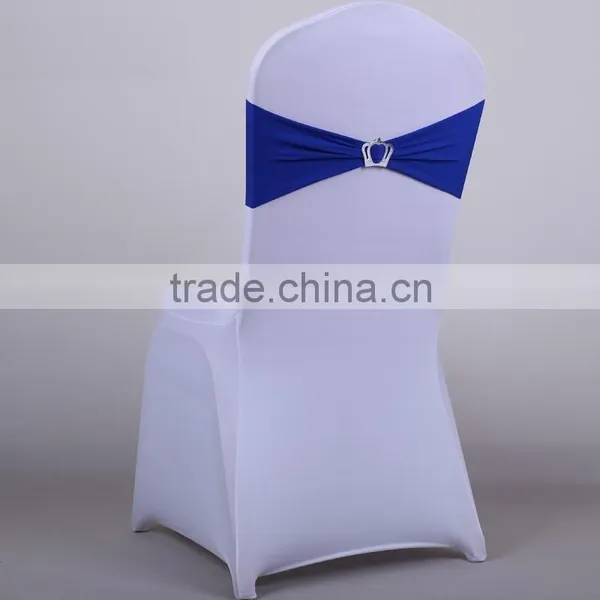 Blue Spandex Band Spandex Chair Sash With Diamonder Buckle photo-2