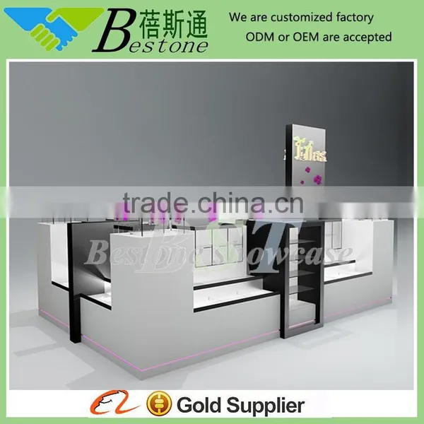 Fashion Design Wood Glass Perfume Stands Showcase Kiosk for Cosmetics photo-2