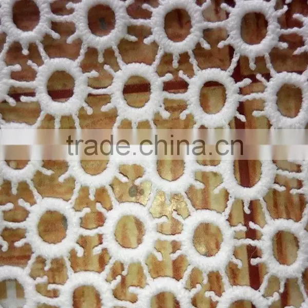 Full Lace Fabric Milk Silk Embroidery Lace Polyester Water Soluble Lace photo-2