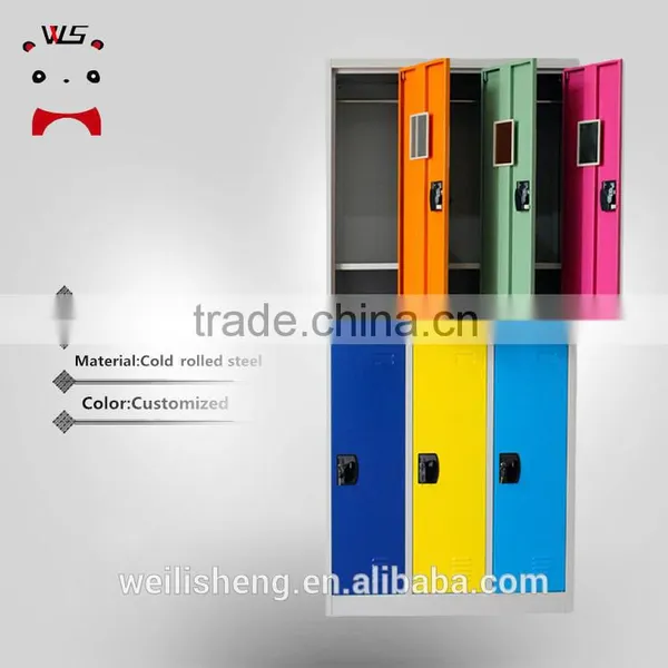 WLS colorful gym center 6 door waterproof steel sports storage lockers