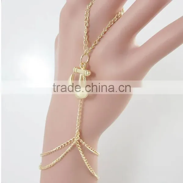Electroplating Metal Simple Slave Chain Hand Harness Bracelet Ring Jewelry photo-5