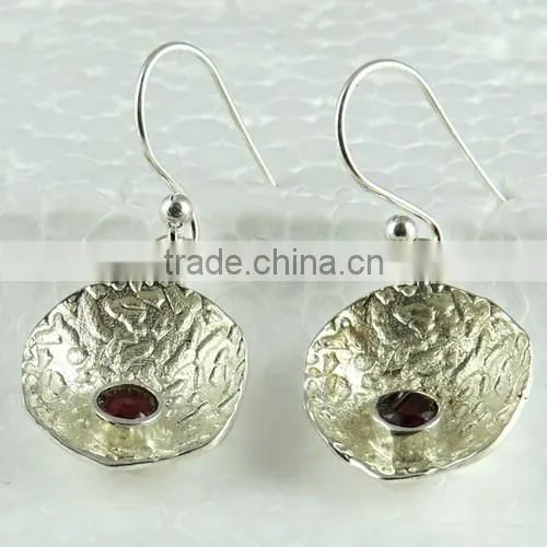 Classic !! Garnet 925 Sterling Silver Earring, 925 Stamped Silver Jewelry, Buy Silver Jewelry photo-4
