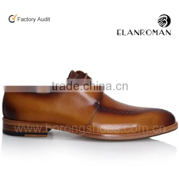 Elegant Italian Calf Leather Derby Design Brown Men Dress Leather Shoes photo-3