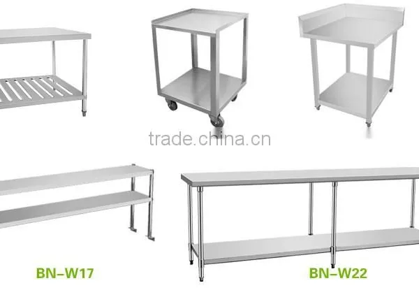 Restaurant Stainless Steel Kitchen Corner Work Table With Splashback And Under Shelf BN-W16 photo-4