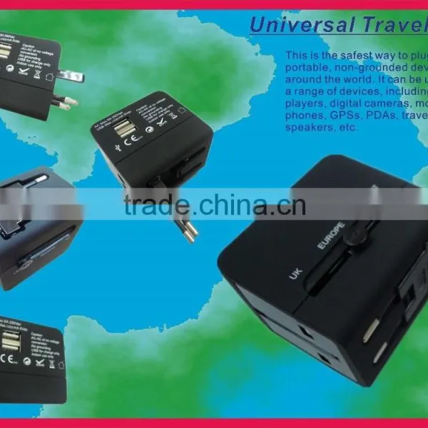 Worldwide Portable Universal Travel Adapter With USB Output 5VDC2.1A photo-2