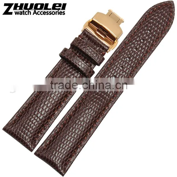 18|20|22|24mm High Quality Genuine Leather Men and Women's Watch Strap With Double Click Buckle Wholesale 3PCS photo-2