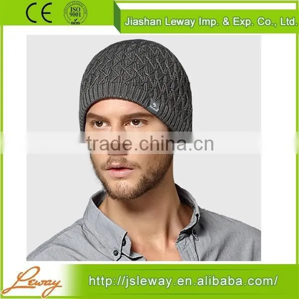 High Quality China Sale Men's Fashion Black Knitted Rib Beanie photo-3