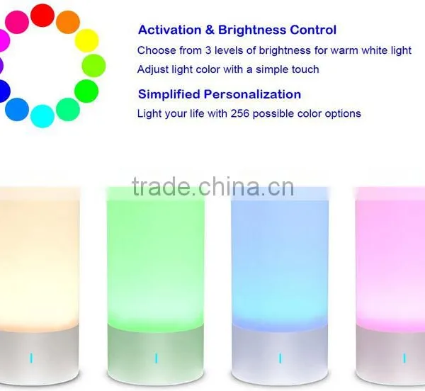 360 Degree Touch Sensor Table Lamp 256 Color Changing Smart Bedside Lamp Dimmable Warm White Light photo-6