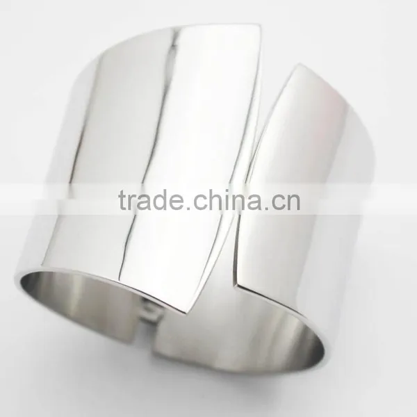 Punk Silver High Polished Cuff Bangle Jewelry Bracelet photo-2