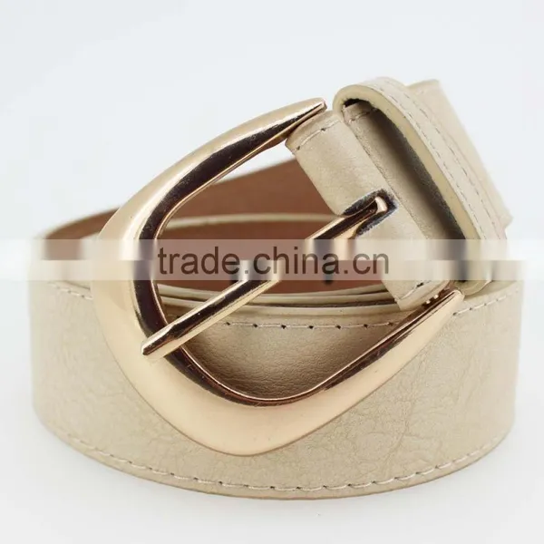 30Mm Women's Fashion Belt With White Leather & Gold Buckle in Chinese Factory photo-2