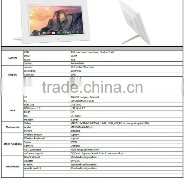 10.1" Inch 1024x600 TFT Display Android Tablet Screen With Touch Panel for Commercial Use photo-2